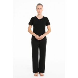 بيجامة صيفية بيتية للنساء لون أسود one Size