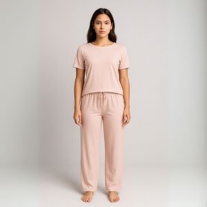 بيجامة صيفية بيتية للنساء لون بيج one Size