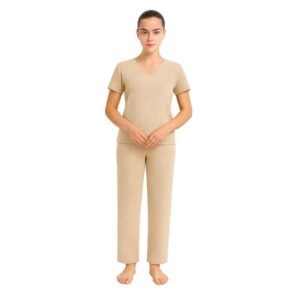 بيجامة صيفية بيتية للنساء لون بيج فاتح one Size