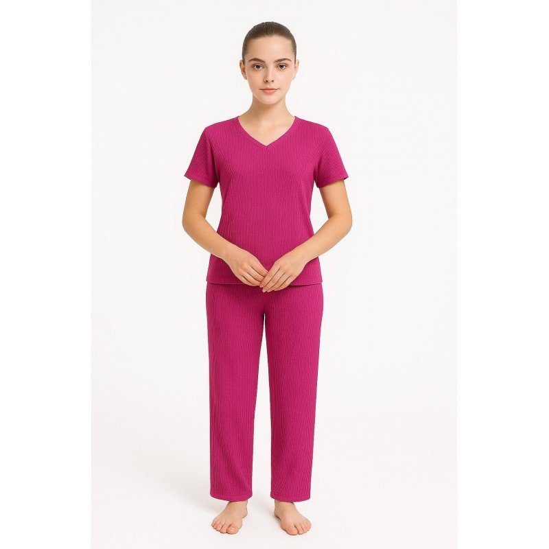 بيجامة صيفية بيتية للنساء لون زهري one Size