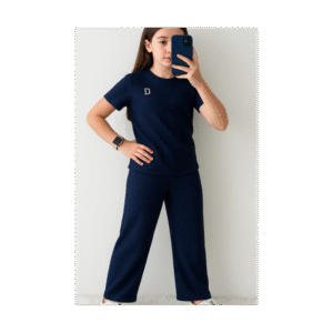 بيجامة صيفية بناتية  لون سكني غامق