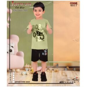 بيجامة صيفية ولادي لون زيتي وكحلي