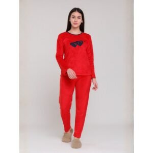 بيجامة فرو للصبايا لون أحمر
