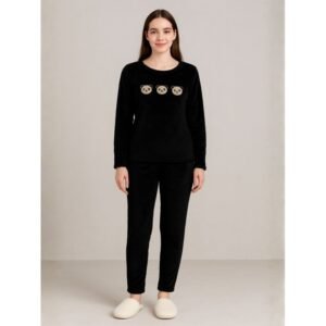 بيجامة فرو للصبايا لون أسود