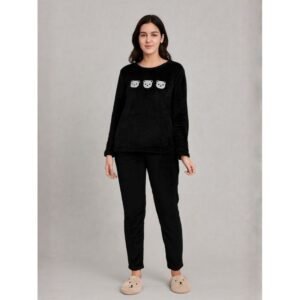 بيجامة فرو للصبايا لون أسود
