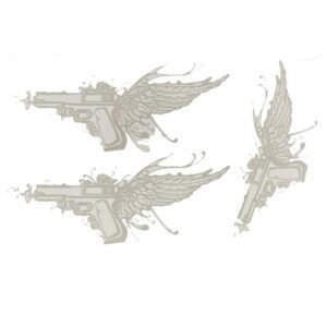 تاتو المسدس بثلاث أشكال حجم 18×11 سم