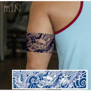 تاتو مؤقت 6.4*24 سم لون أزرق بتصميم تنين