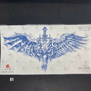 تاتو مؤقت 28*15 سم لون أزرق بتصميم سيف مع أجنحة