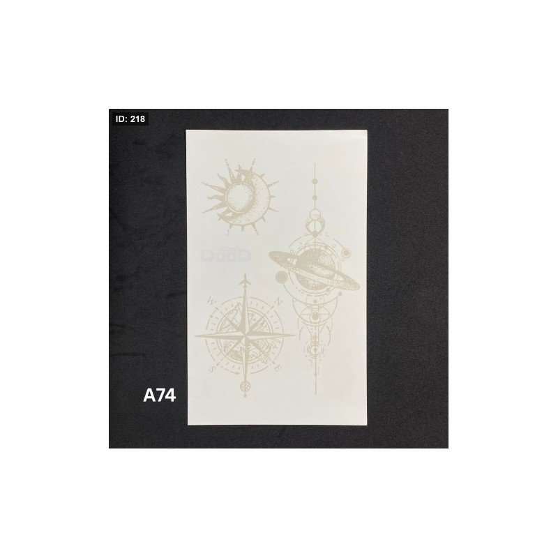 تاتو مؤقت مجموعة اشكال مميزة بوصلة ونجمة وكواكب