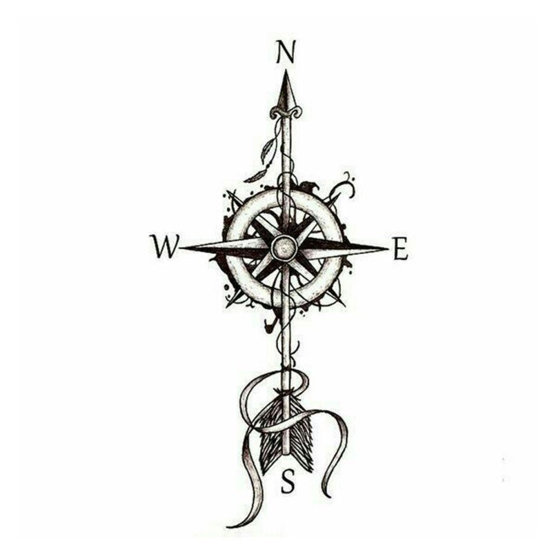 تاتو وجه البوصلة حجم 18×11 سم