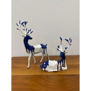 تحف زوج عزلان ابيض مخطط ازرق