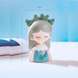 تحفة جبصين فتاة مع صبار 9 سم