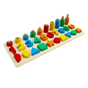 لعبة تعليمية خشبية من نوع منتسوري لتعليم الأرقام والأشكال بطريقة تفاعلية وممتعة للأطفال