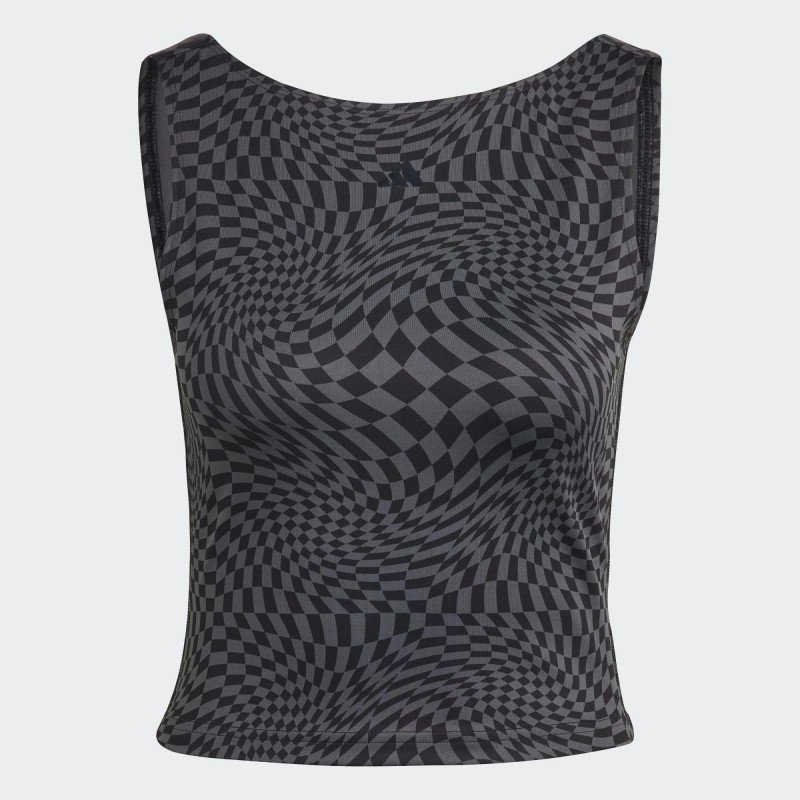 توب تانك اديداس برينت كلاش يوغا للنساء لون أسود- adidas Women's Print Clash Yoga Tank Top - Black