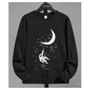 تي شيرت ولادي لون اسود فضفاض