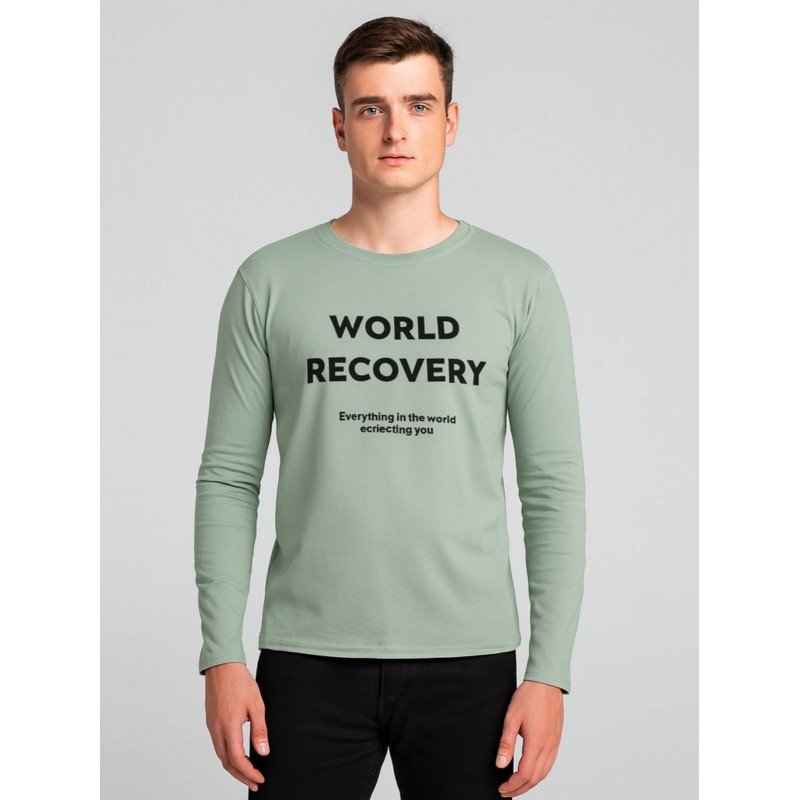 تيشيرت بأكمام طويلة للشباب لون أخضر