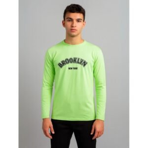 تيشيرت بأكمام طويلة للشباب لون أخضر