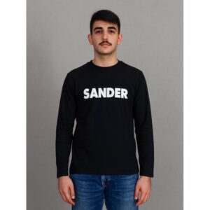 تيشيرت بأكمام طويلة للشباب لون أسود