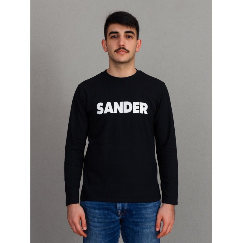 تيشيرت بأكمام طويلة للشباب لون أسود