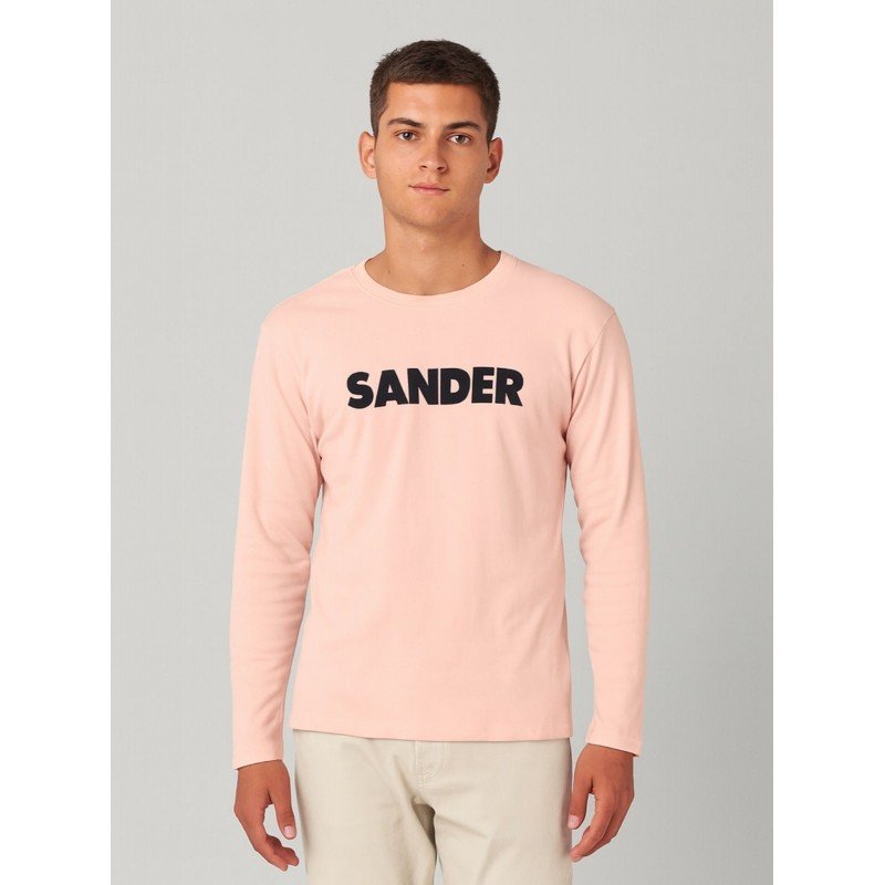 تيشيرت بأكمام طويلة للشباب لون زهري فاتح