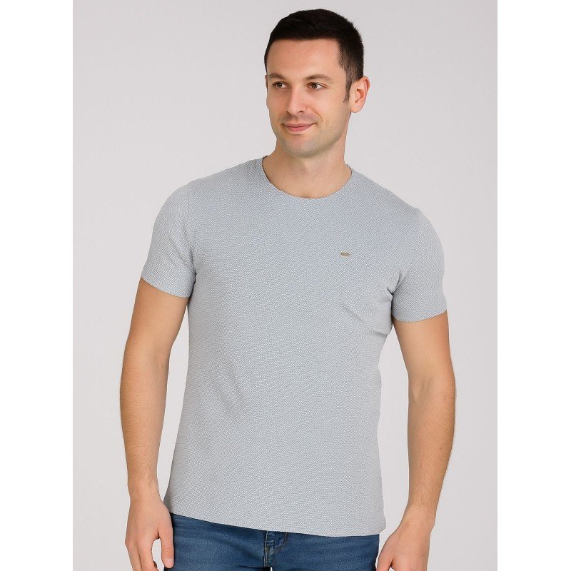 تيشيرت بأكمام قصيرة للرجال لون سكني