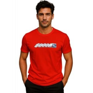 تيشيرت بأكمام قصيرة للشباب لون أحمر