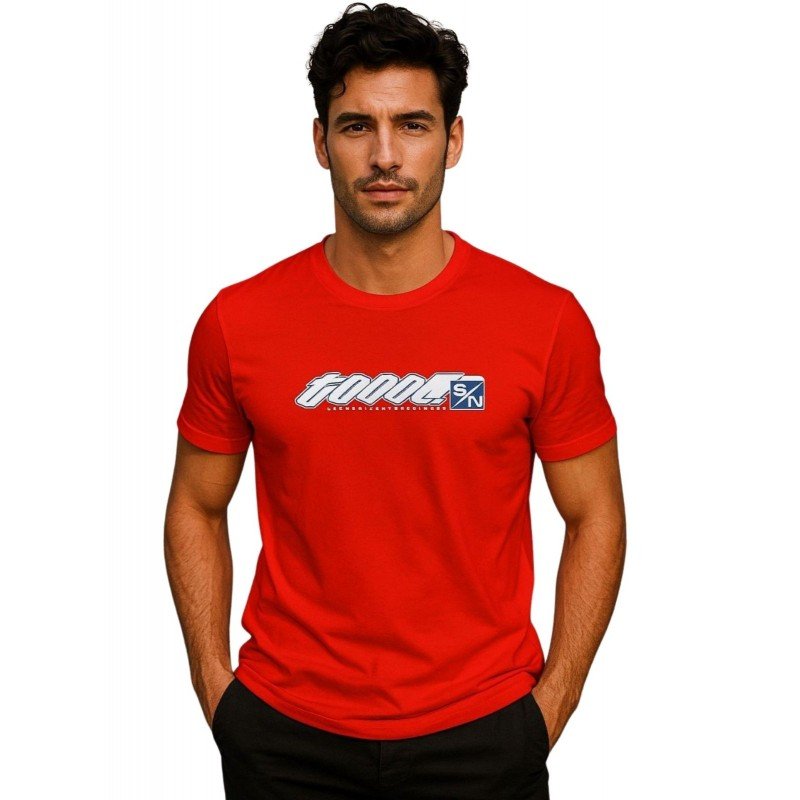 تيشيرت بأكمام قصيرة للشباب لون أحمر