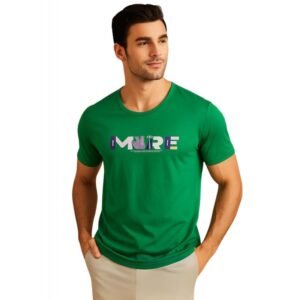 تيشيرت بأكمام قصيرة للشباب لون أخضر