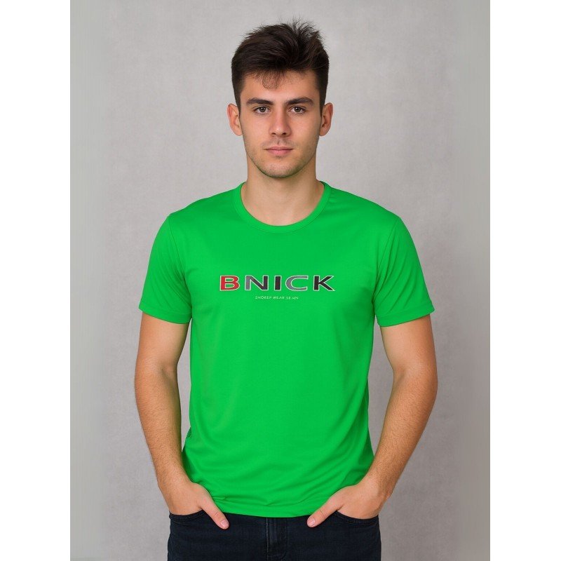 تيشيرت بأكمام قصيرة للشباب لون أخضر