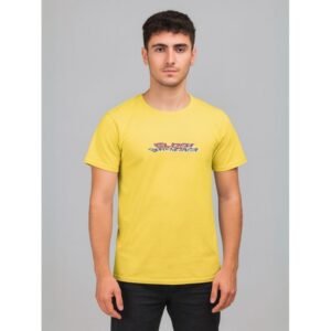 تيشيرت بأكمام قصيرة للشباب لون أصفر