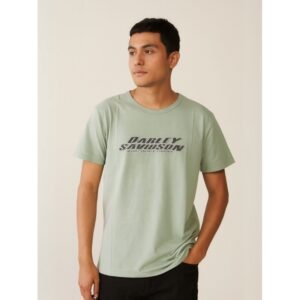 تيشيرت بأكمام قصيرة للشباب لون زيتي