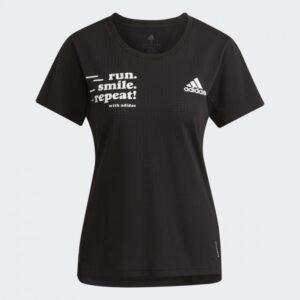 تيشيرت مع شعار الماركة نص كم من اديداس بلوزه رياضية للنساء لون أسود Adidas Signature Women T-shirt TEE