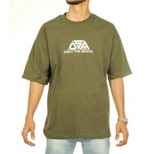 تيشيريت شبابي اوفر سايز قطن لون زيتي من OSA