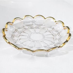 جاط بلاستيكي مجور مع حواف ذهبية قطر 35 سم