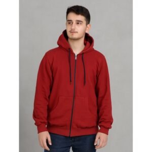 جاكيت بأزرار مع طاقية للرجال لون خمري