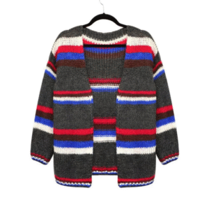 جاكيت صوف للنساء بأكمام بألوان متعددة