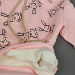 جاكيت فوتر مبطن للأطفال لون زهري فاتح