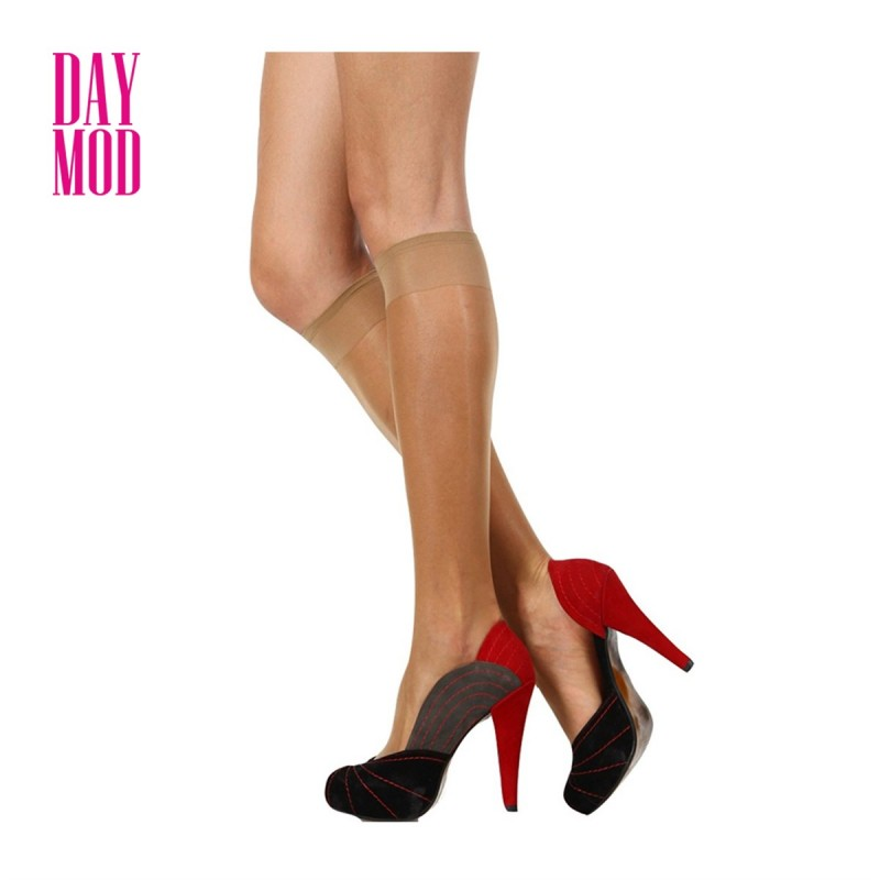 جرابات شيفون طويلة للركبة للنساء لون بني غامق