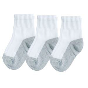 جرابات ولادي لون أبيض ورمادي ( 4-7 سنين ) 3 أزواج