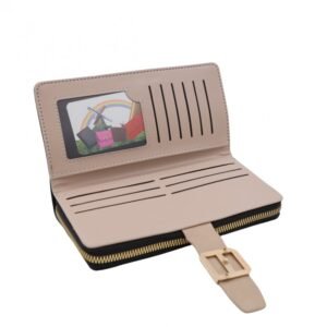 جزدان ستاتي حقيبة ستاتية كبس مع سحاب واحد - مناسب لوضع بطاقات العمل والنقود - لون أسود