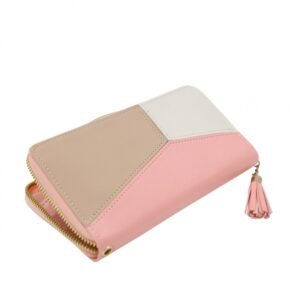 جزدان ستاتي حقيبة ستاتية كبير ملوّن بثلاثة ألوان جذابة ذات سحاب واحد