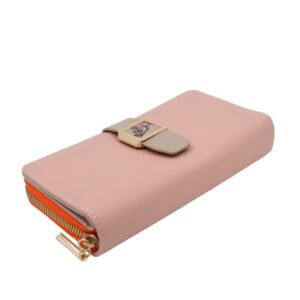 جزدان ستاتي  حقيبة ستاتية كبس مع سحاب واحد - مناسب لوضع بطاقات العمل والنقود - لون زهري فاتح