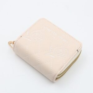 جزدان ستاتي جلد سحابين حجم صغير لون اوف وايت