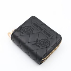 جزدان ستاتي جلد سحابين حجم صغير لون اسود