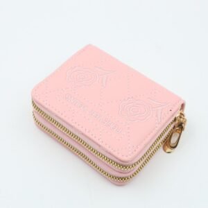 جزدان ستاتي جلد سحابين حجم صغير لون زهري