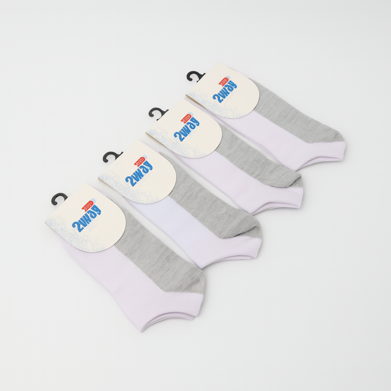 جوارب سوكت قصيرة الطول من 2way (4 أزواج) للاطفال بألوان متعددة