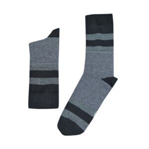 جوارب قطنية طويلة (زوج واحد) للرجال لون أسود وخط سكني