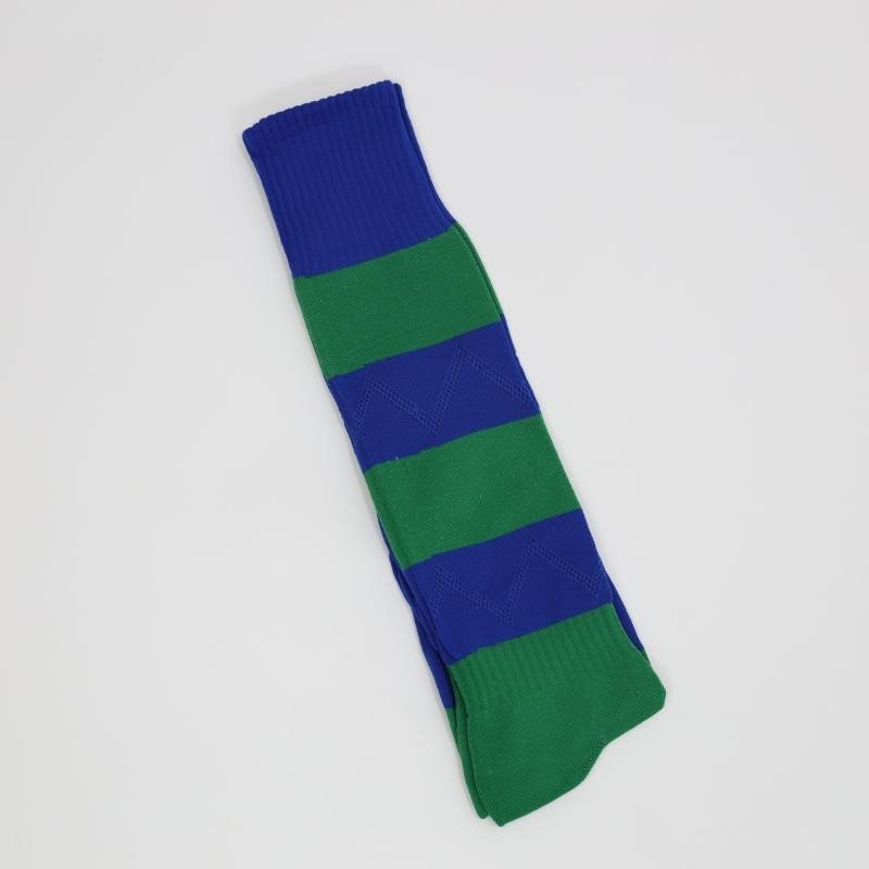 جوارب كرة قدم رياضية طويلة للشباب لون مخطط أزرق وأخضر