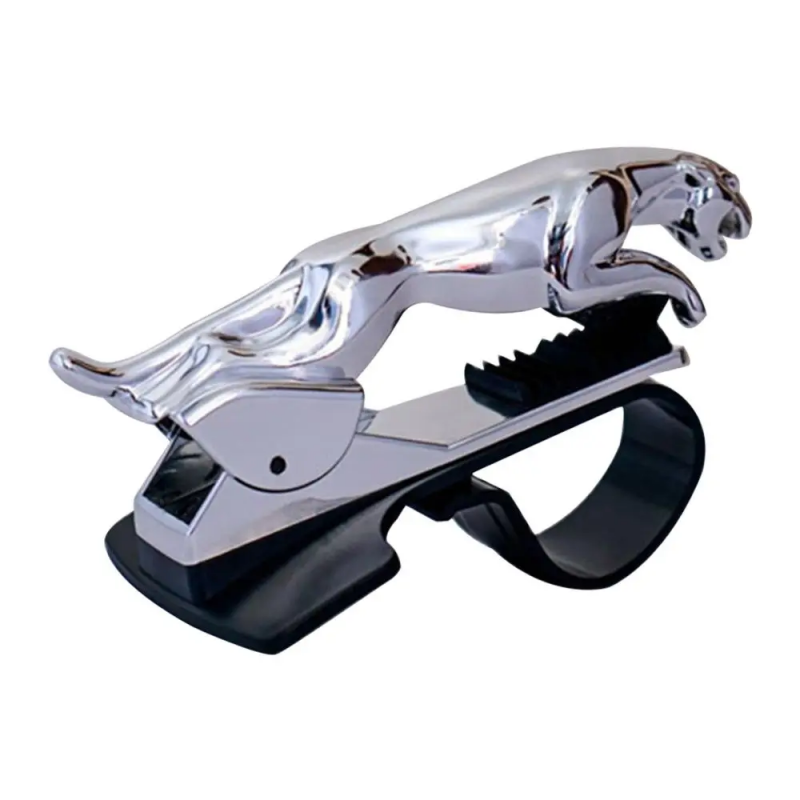حامل موبايل ثابت للسيارة بتصميم جاكور لون فضي- silver tiger phone holder