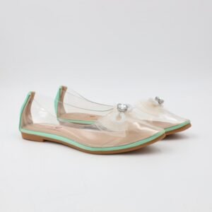 حذاء باليه للنساء شفافة لون أخضر من الأسفل